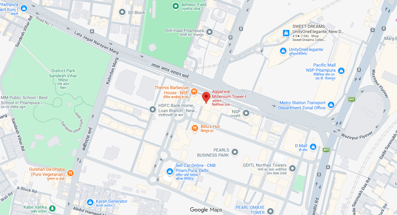 Capital Bull Wave office location map at NSP Pitampura, Delhi